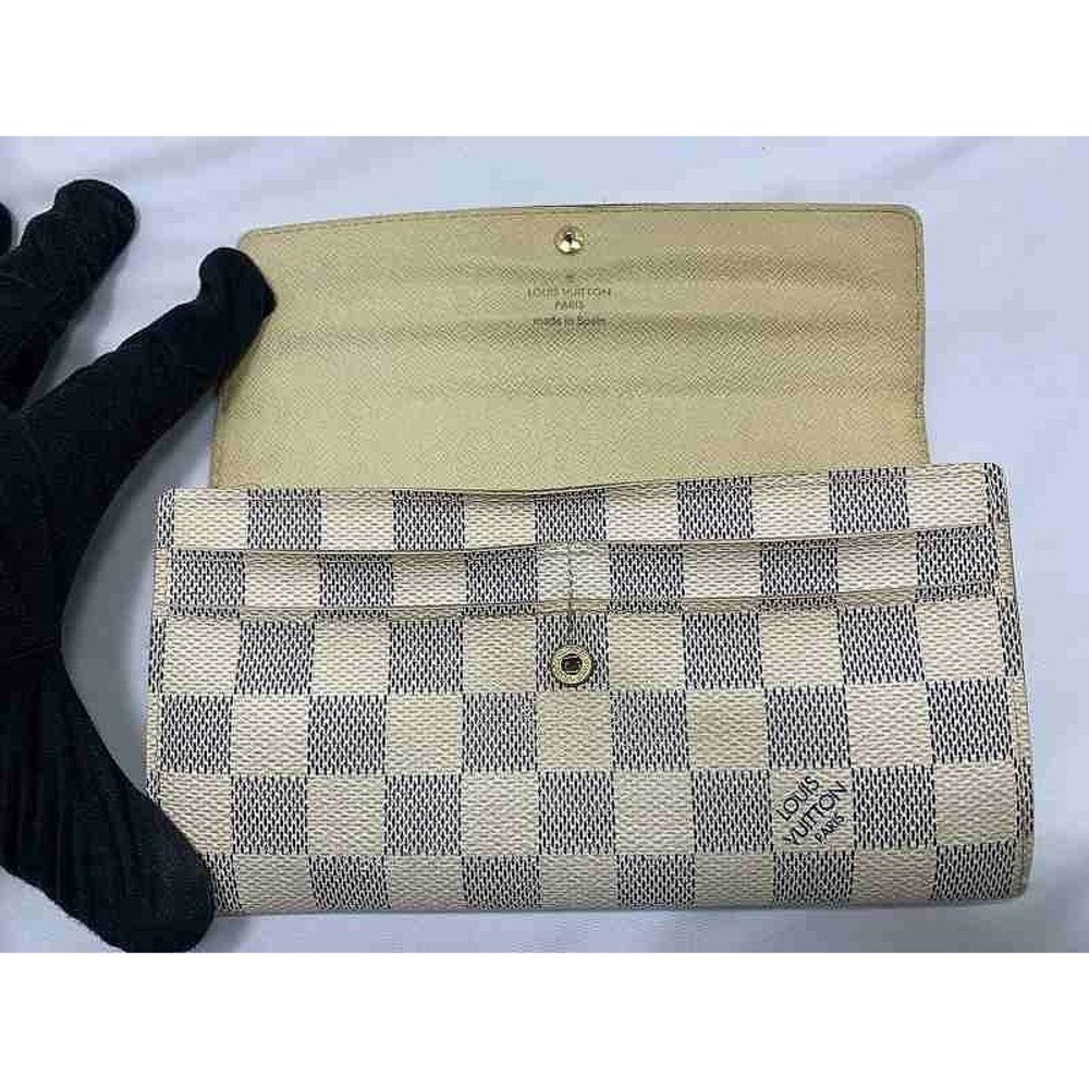 Louis Vuitton Azur White Portefeuille Wallet Sarah Flap Long Damier - Picture 5 of 10